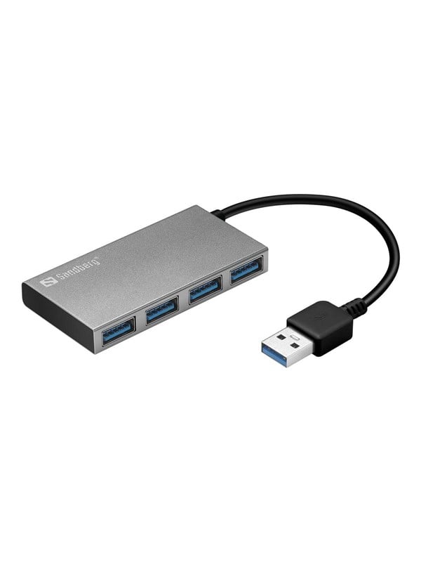 4 Port Usb 3.0 Hub Usb Hub   4 Ports   Sølv fra Sandberg