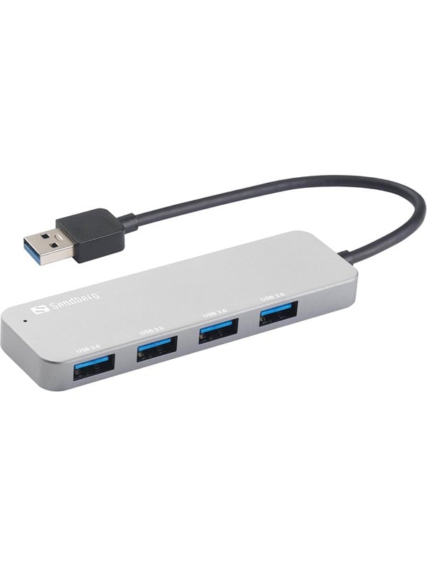 4 Port Usb 3.0 Hub Usb Hub   Usb 3.0   4 Ports   Sølv fra Sandberg