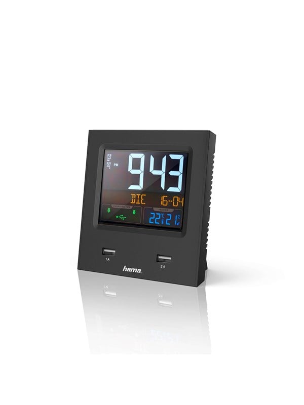 "dual Usb" Radio Alarm Clock With Led Colour Display And Usb Charg. Func. fra Hama