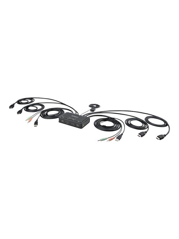 2 Port Dual Monitor Hdmi Cable Kvm Switch 4k 60hz Compact Kvm With 5ft 1.5m Usb A Hdmi Audio Integrated Cables Bus Powered fra Startech.com