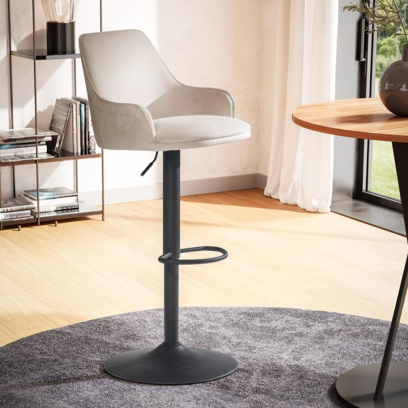 Elegant Hygge: Beige Fløjls Barstol med Ryglæn