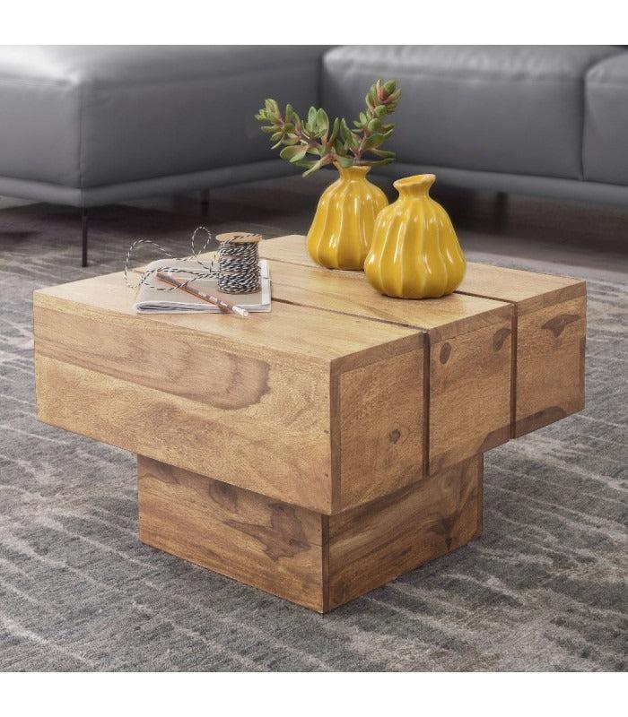 Bord Akacietræ Sofabord 44 X 44 X 30 Cm Sofabord Solid Bred Terning Firkantet fra Skyport