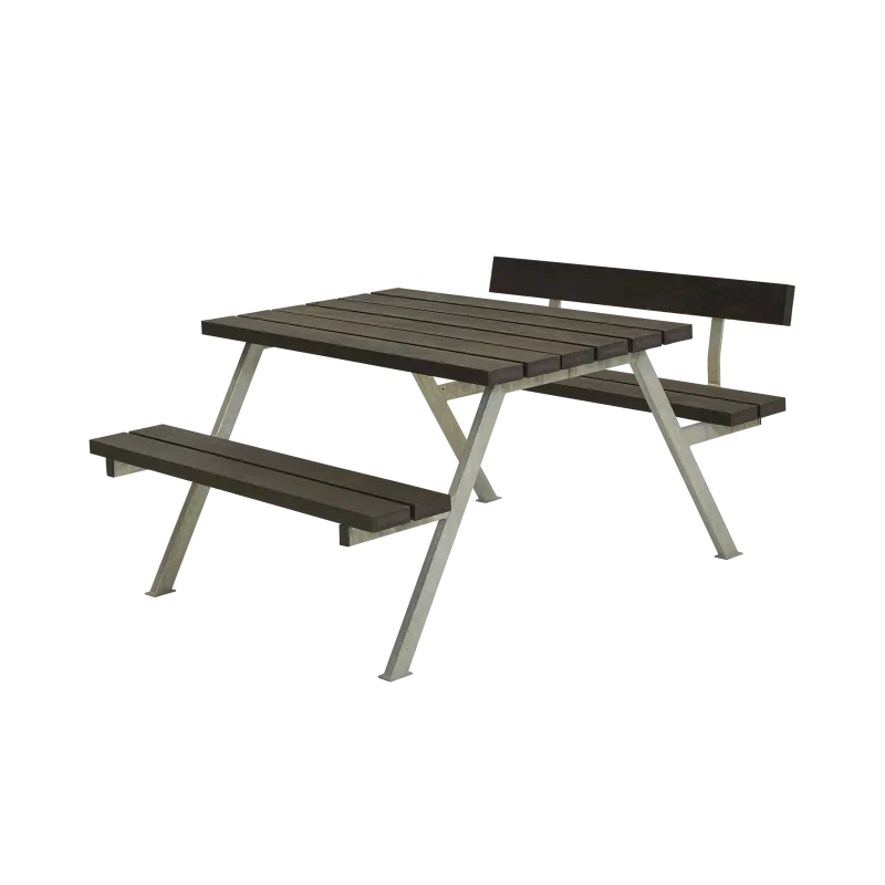 Plus Alpha Bord Bænkesæt M 1 Ryglæn   118 Cm   Retex   Sort   187511 35 fra Plus A/s