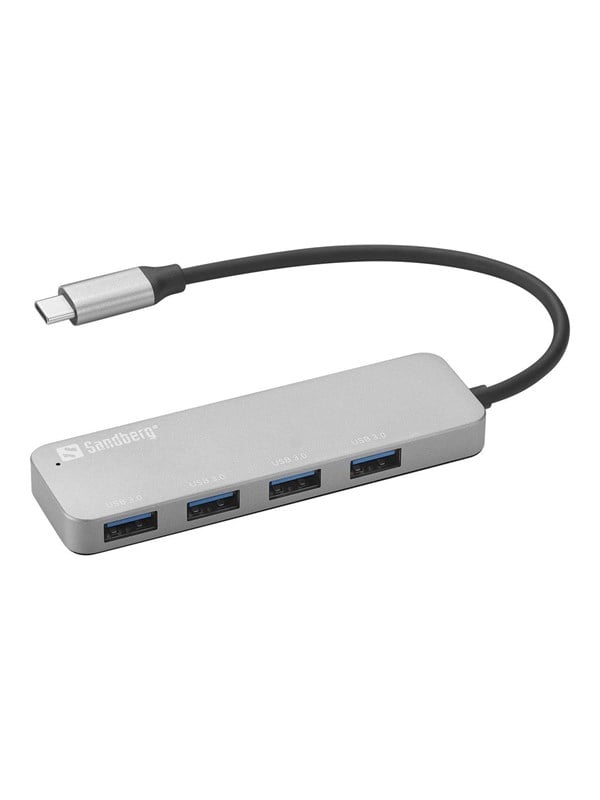 4 Port Usb Hub Usb Hub   Usb 3.0   4 Ports   Sølv fra Sandberg