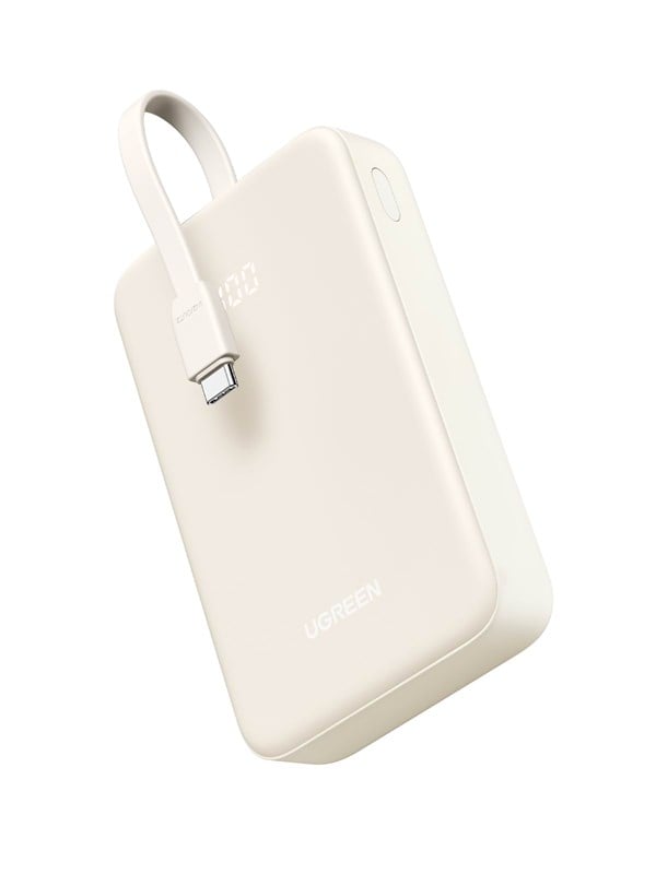 20000mah Power Bank With Built In Cable Powerbank   Beige   20000 Ah fra Ugreen