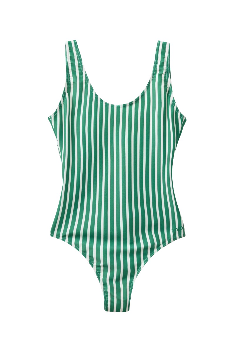 Badedragt   Stripe Swim Suit   Posy Green fra H2o