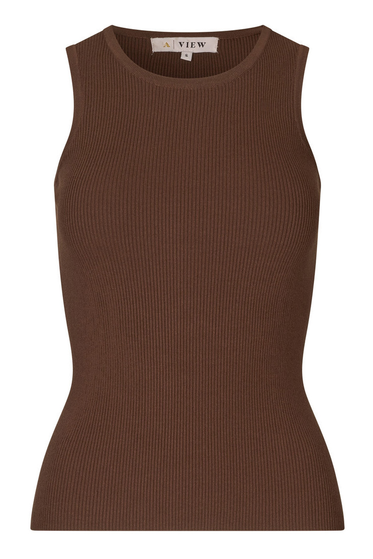 A View   Top   Rib Knit Tank Top   Brown fra A-view